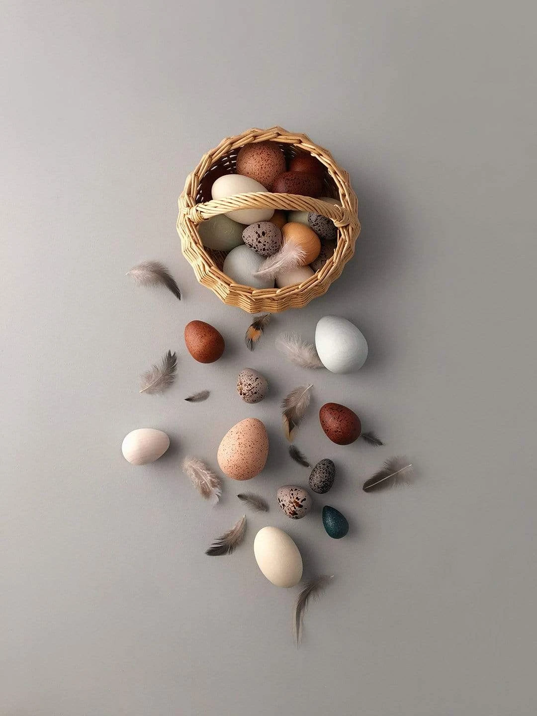 A Dozen Wooden Bird Eggs Basket - Image 2
