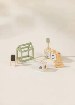 Wooden Doll House Kids Room Furniture & Accessories (7 Pcs)
